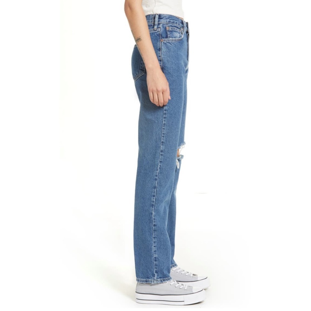 Free People The Lasso Jeans High Rise Straight Leg Distressed Jeans - Picture 7 of 8